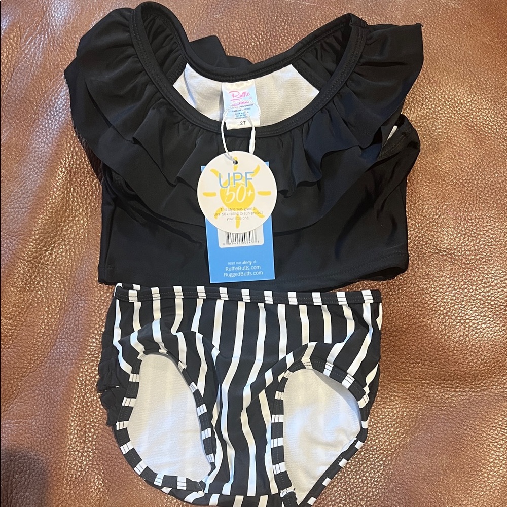 Ruffle Butts Black Ruffled Swimsuit Top